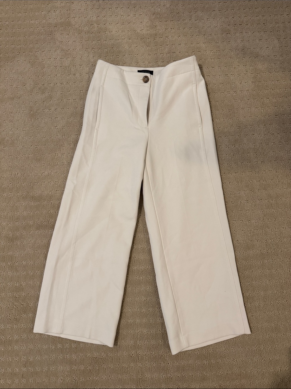 Ann Taylor Cream Wide-Leg Dress Pants